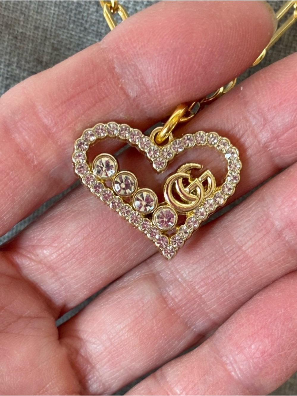 Authentic Gucci Heart charm with crystals